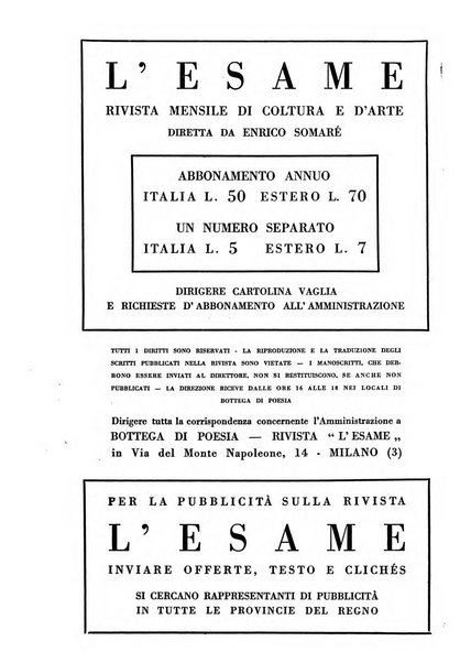 L'esame rivista mensile di coltura e d'arte