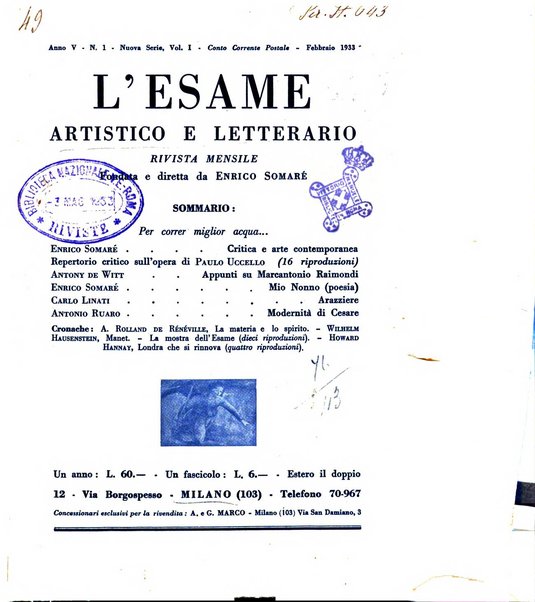 L'esame artistico e letterario rivista mensile