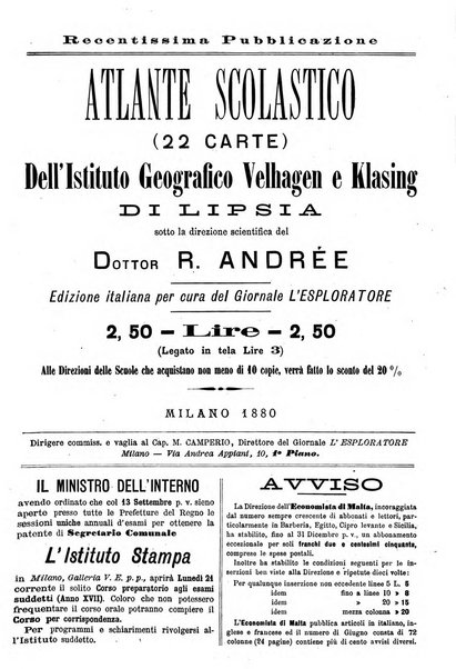 L'esploratore giornale di viaggi e di geografia commerciale