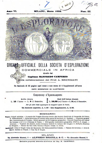 L'esploratore giornale di viaggi e di geografia commerciale