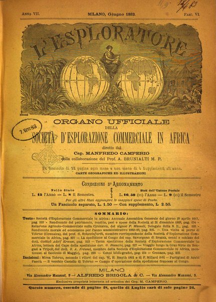 L'esploratore giornale di viaggi e di geografia commerciale