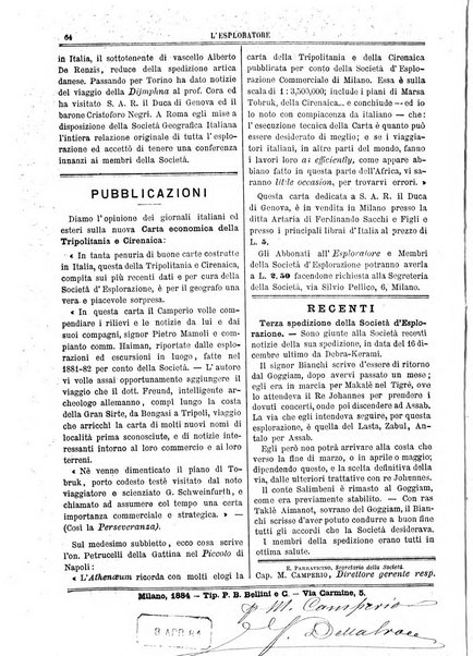 L'esploratore giornale di viaggi e di geografia commerciale