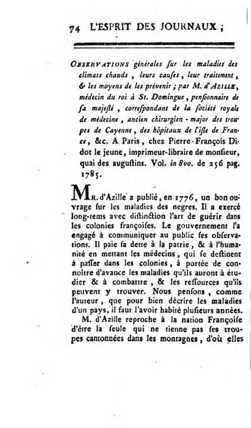 L'esprit des journaux françois et étrangers