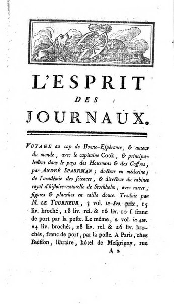 L'esprit des journaux françois et étrangers