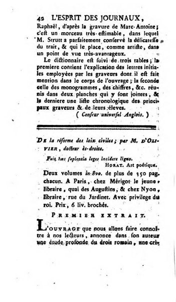 L'esprit des journaux françois et étrangers