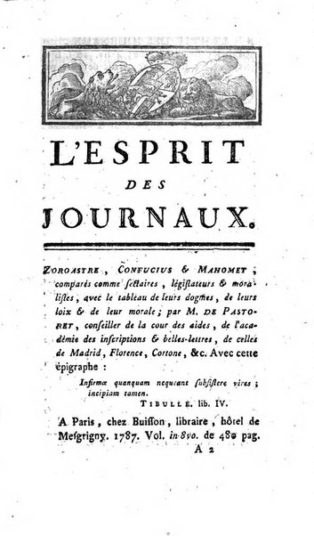 L'esprit des journaux françois et étrangers