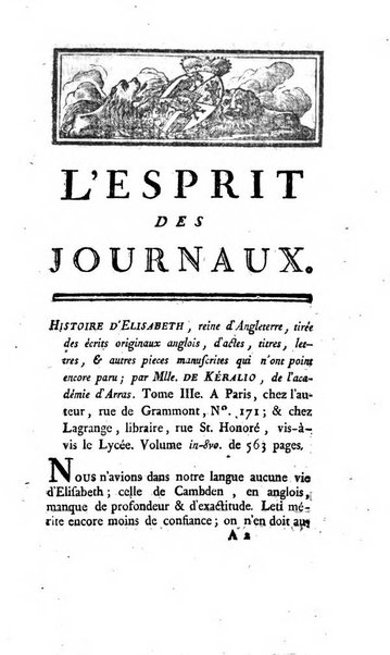 L'esprit des journaux françois et étrangers