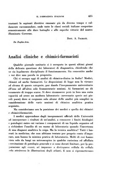 Il farmacista italiano bollettino ufficiale mensile del Sindacato nazionale fascista dei farmacisti