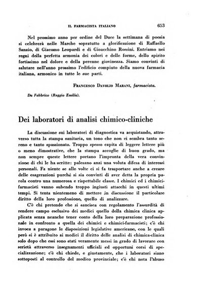 Il farmacista italiano bollettino ufficiale mensile del Sindacato nazionale fascista dei farmacisti