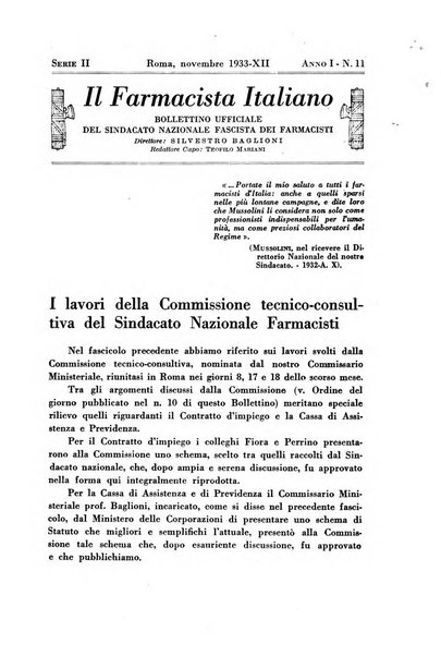 Il farmacista italiano bollettino ufficiale mensile del Sindacato nazionale fascista dei farmacisti