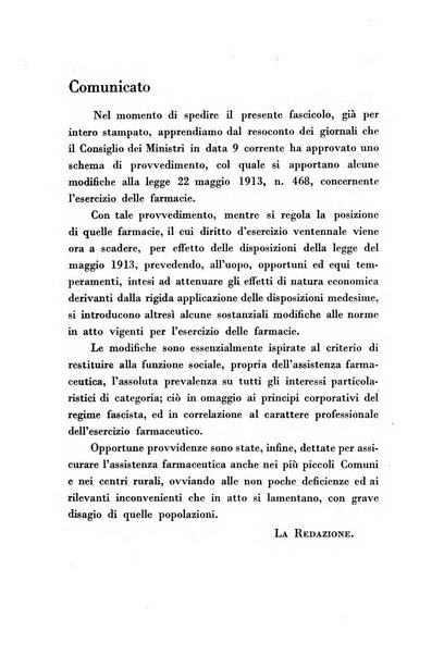 Il farmacista italiano bollettino ufficiale mensile del Sindacato nazionale fascista dei farmacisti