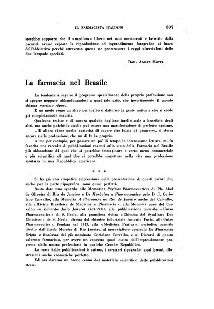 Il farmacista italiano bollettino ufficiale mensile del Sindacato nazionale fascista dei farmacisti