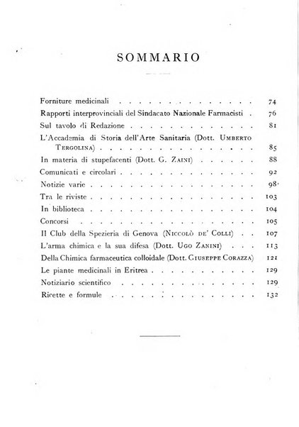 Il farmacista italiano bollettino ufficiale mensile del Sindacato nazionale fascista dei farmacisti