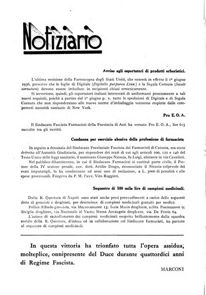 Il farmacista italiano bollettino ufficiale mensile del Sindacato nazionale fascista dei farmacisti