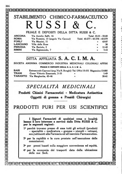 Il farmacista italiano bollettino ufficiale mensile del Sindacato nazionale fascista dei farmacisti