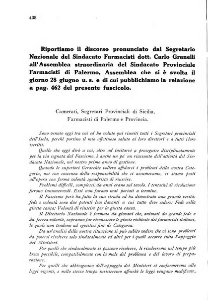 Il farmacista italiano bollettino ufficiale mensile del Sindacato nazionale fascista dei farmacisti