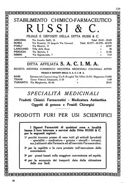 Il farmacista italiano bollettino ufficiale mensile del Sindacato nazionale fascista dei farmacisti