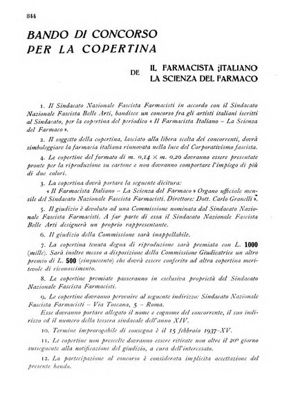 Il farmacista italiano bollettino ufficiale mensile del Sindacato nazionale fascista dei farmacisti