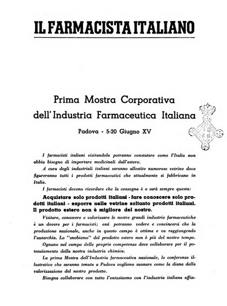 Il farmacista italiano bollettino ufficiale mensile del Sindacato nazionale fascista dei farmacisti