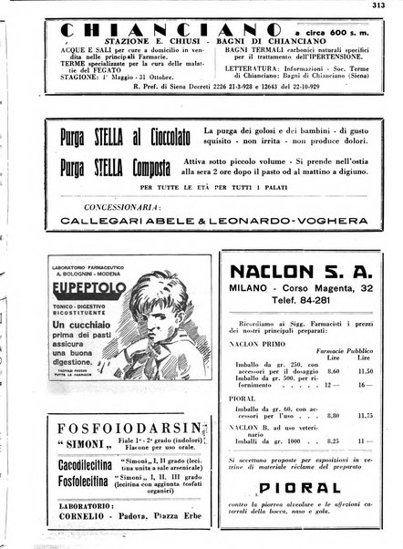 Il farmacista italiano bollettino ufficiale mensile del Sindacato nazionale fascista dei farmacisti