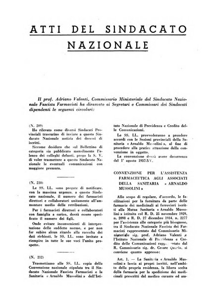 Il farmacista italiano bollettino ufficiale mensile del Sindacato nazionale fascista dei farmacisti