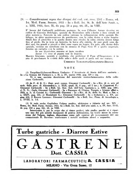 Il farmacista italiano bollettino ufficiale mensile del Sindacato nazionale fascista dei farmacisti