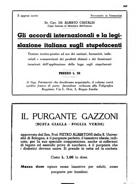 Il farmacista italiano bollettino ufficiale mensile del Sindacato nazionale fascista dei farmacisti