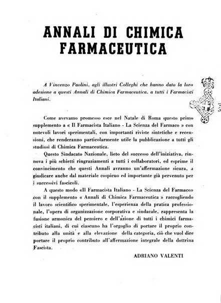 Il farmacista italiano bollettino ufficiale mensile del Sindacato nazionale fascista dei farmacisti