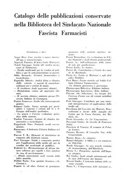 Il farmacista italiano bollettino ufficiale mensile del Sindacato nazionale fascista dei farmacisti