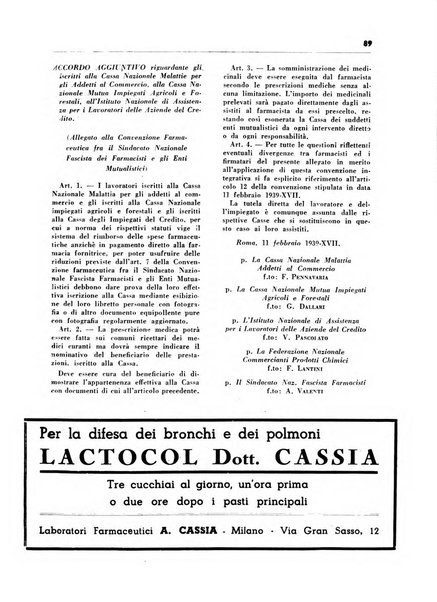 Il farmacista italiano bollettino ufficiale mensile del Sindacato nazionale fascista dei farmacisti