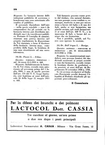 Il farmacista italiano bollettino ufficiale mensile del Sindacato nazionale fascista dei farmacisti