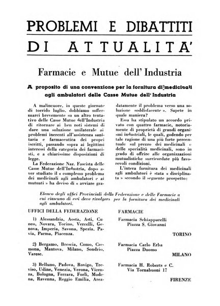 Il farmacista italiano bollettino ufficiale mensile del Sindacato nazionale fascista dei farmacisti