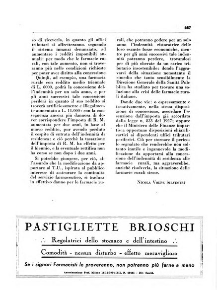 Il farmacista italiano bollettino ufficiale mensile del Sindacato nazionale fascista dei farmacisti