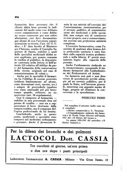 Il farmacista italiano bollettino ufficiale mensile del Sindacato nazionale fascista dei farmacisti