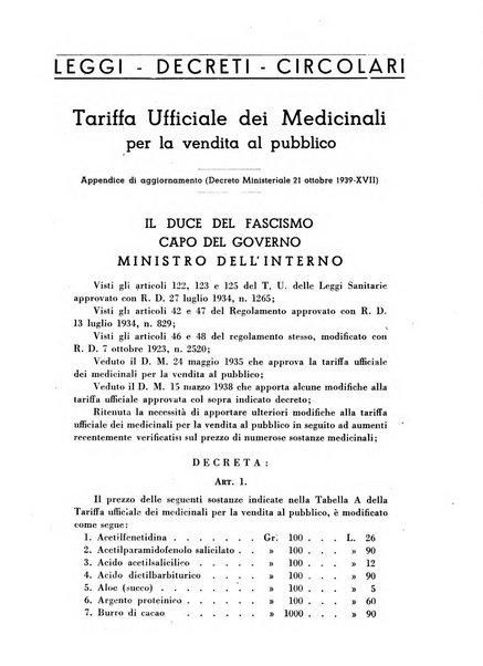 Il farmacista italiano bollettino ufficiale mensile del Sindacato nazionale fascista dei farmacisti