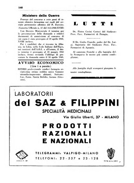 Il farmacista italiano bollettino ufficiale mensile del Sindacato nazionale fascista dei farmacisti