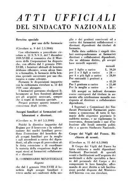 Il farmacista italiano bollettino ufficiale mensile del Sindacato nazionale fascista dei farmacisti