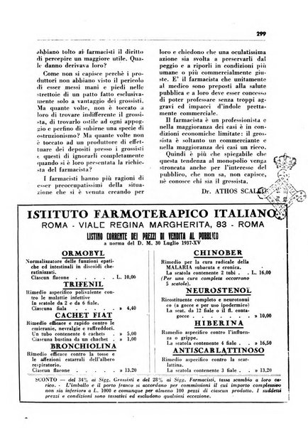 Il farmacista italiano bollettino ufficiale mensile del Sindacato nazionale fascista dei farmacisti