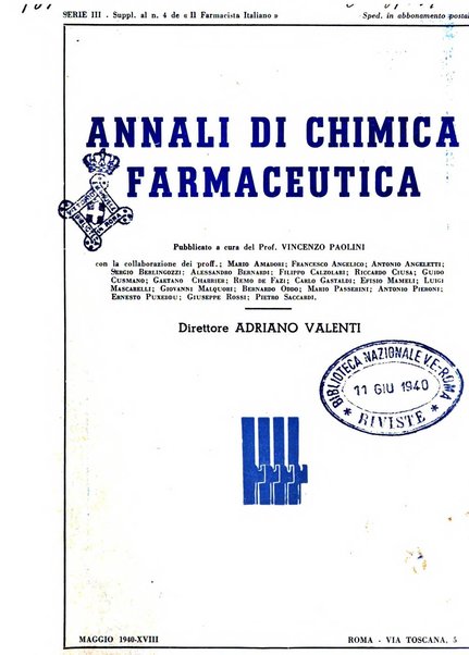 Il farmacista italiano bollettino ufficiale mensile del Sindacato nazionale fascista dei farmacisti