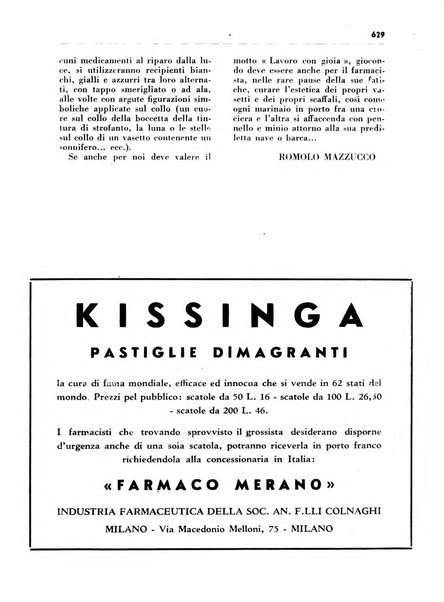 Il farmacista italiano bollettino ufficiale mensile del Sindacato nazionale fascista dei farmacisti