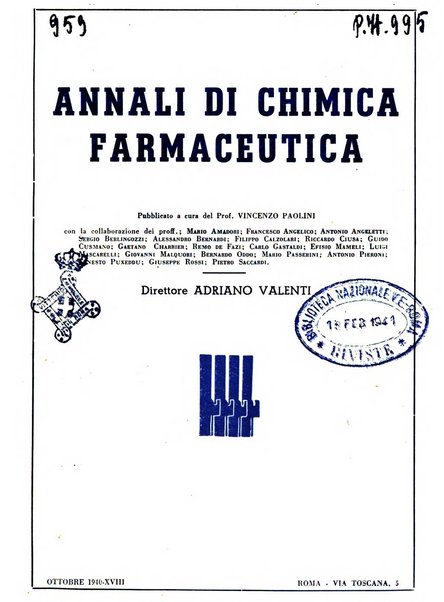 Il farmacista italiano bollettino ufficiale mensile del Sindacato nazionale fascista dei farmacisti