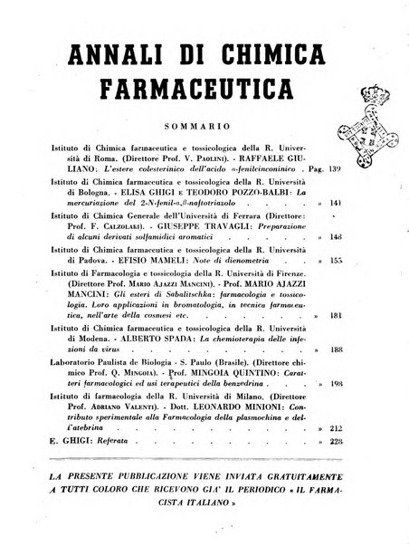 Il farmacista italiano bollettino ufficiale mensile del Sindacato nazionale fascista dei farmacisti