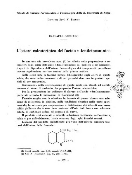 Il farmacista italiano bollettino ufficiale mensile del Sindacato nazionale fascista dei farmacisti