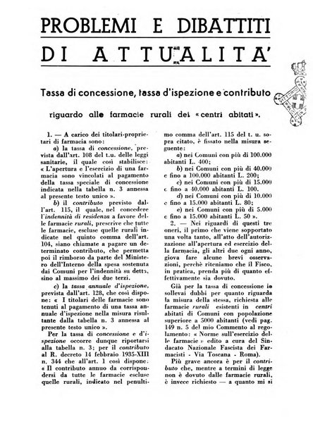 Il farmacista italiano bollettino ufficiale mensile del Sindacato nazionale fascista dei farmacisti