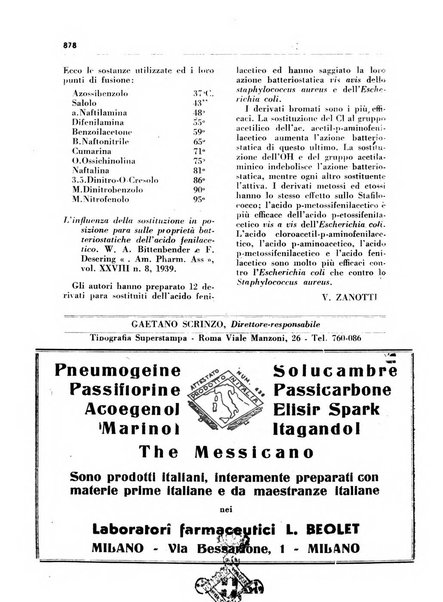 Il farmacista italiano bollettino ufficiale mensile del Sindacato nazionale fascista dei farmacisti