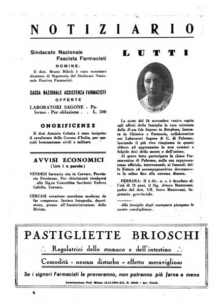 Il farmacista italiano bollettino ufficiale mensile del Sindacato nazionale fascista dei farmacisti