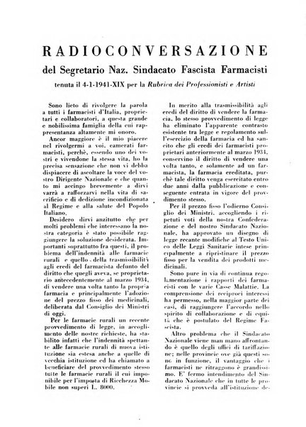 Il farmacista italiano bollettino ufficiale mensile del Sindacato nazionale fascista dei farmacisti