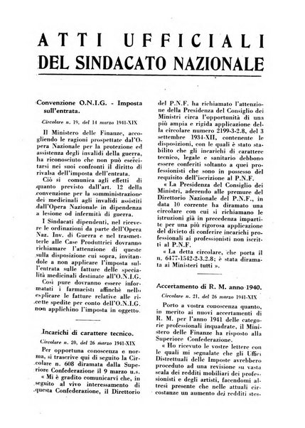 Il farmacista italiano bollettino ufficiale mensile del Sindacato nazionale fascista dei farmacisti