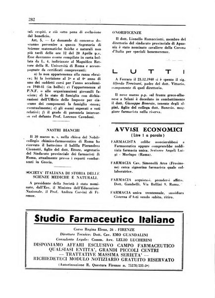 Il farmacista italiano bollettino ufficiale mensile del Sindacato nazionale fascista dei farmacisti