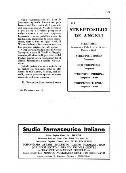 Il farmacista italiano bollettino ufficiale mensile del Sindacato nazionale fascista dei farmacisti